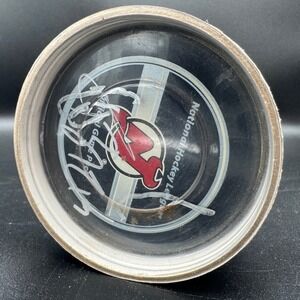 New Jersey Devils Claude Lemieux Signed NHL Official Game Puck Container Vintage